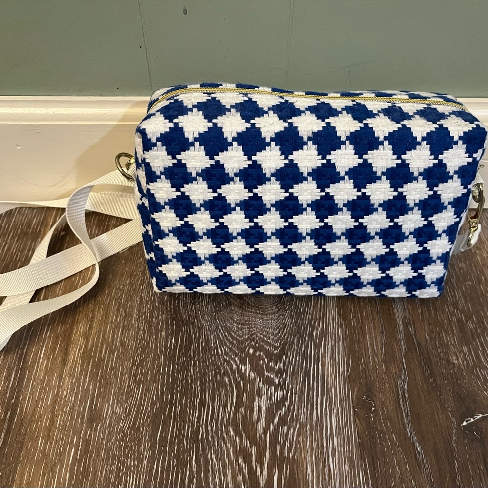 Stylish Blue and White Checkered Women's Bag